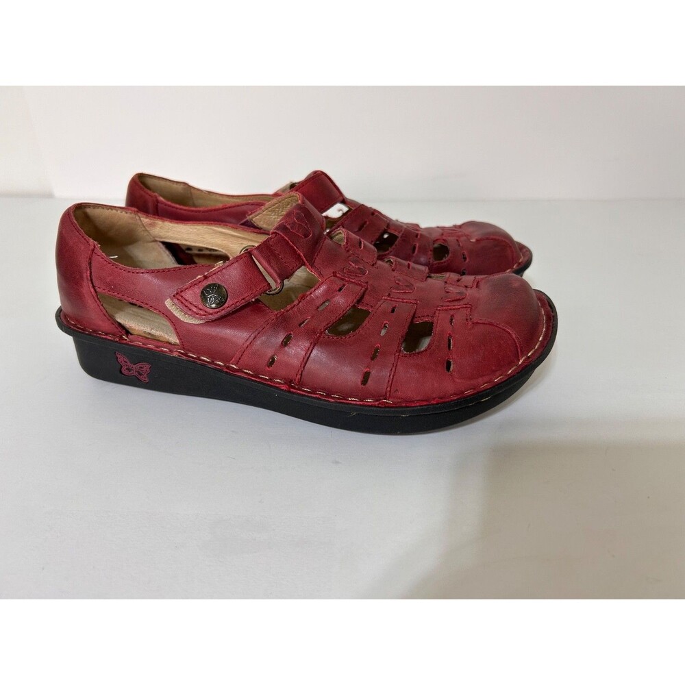 Alegria Women Pesca  Sandal Size 38 US 7.5 Red Leather Shoes - Picture 10 of 13